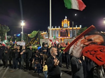 شکوه عزاداری شب عاشورا در میدان ساعت تبریز